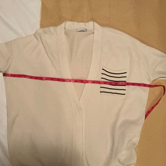 Brunello Cucinelli Cashmere Cardigan w/Monili Stripe Pocket Sz Large - Picture 7 of 12